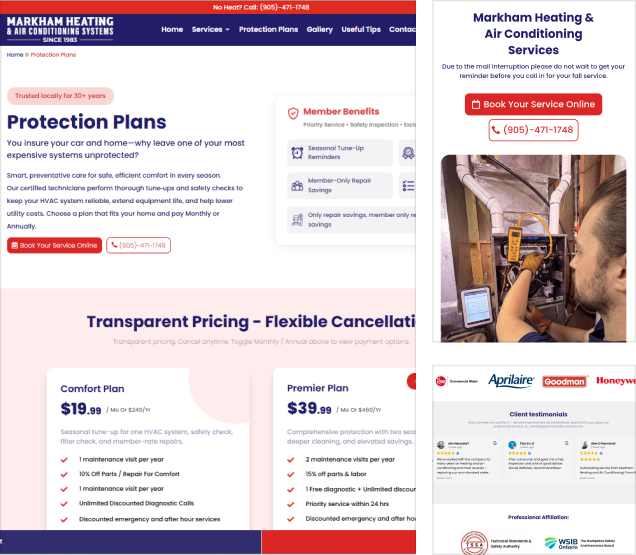 Markham Heating & Air Conditioning website preview
